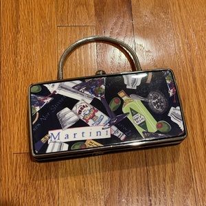 Martini decal metal clutch